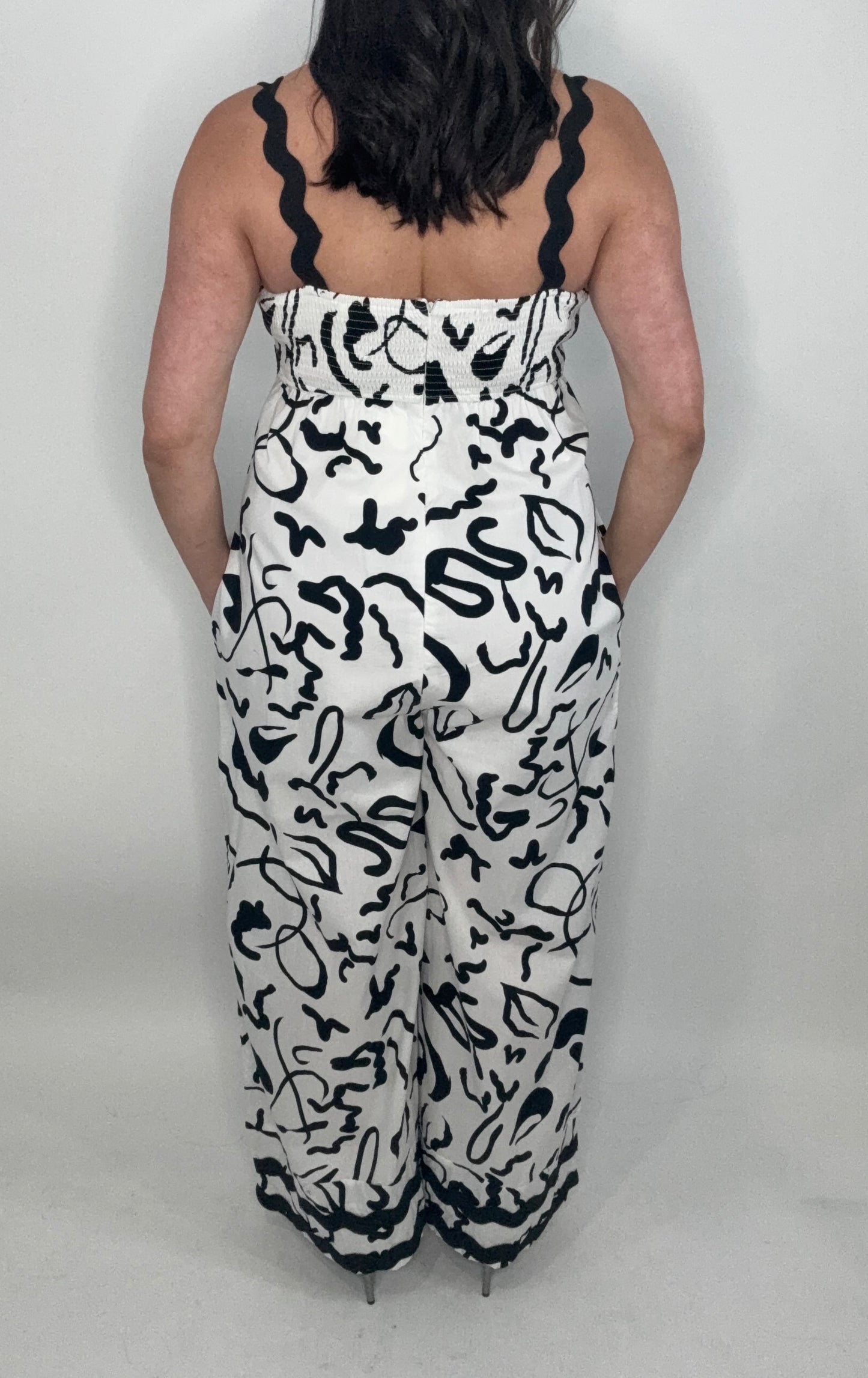 Wide Leg Ric Rac Trim Jumpsuit