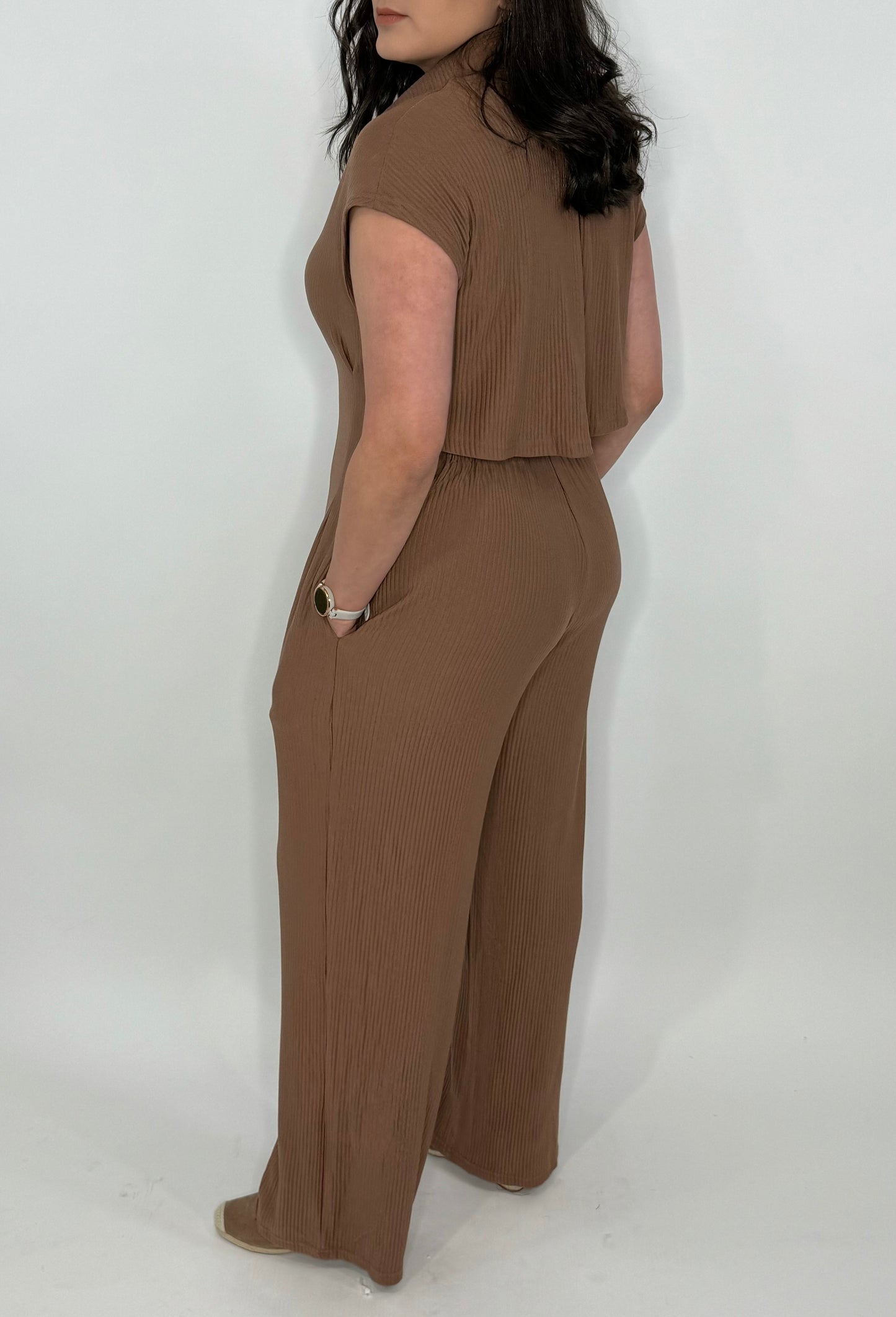 Ribbed Cut Out Back Jumpsuit (Travel Jumpsuit)