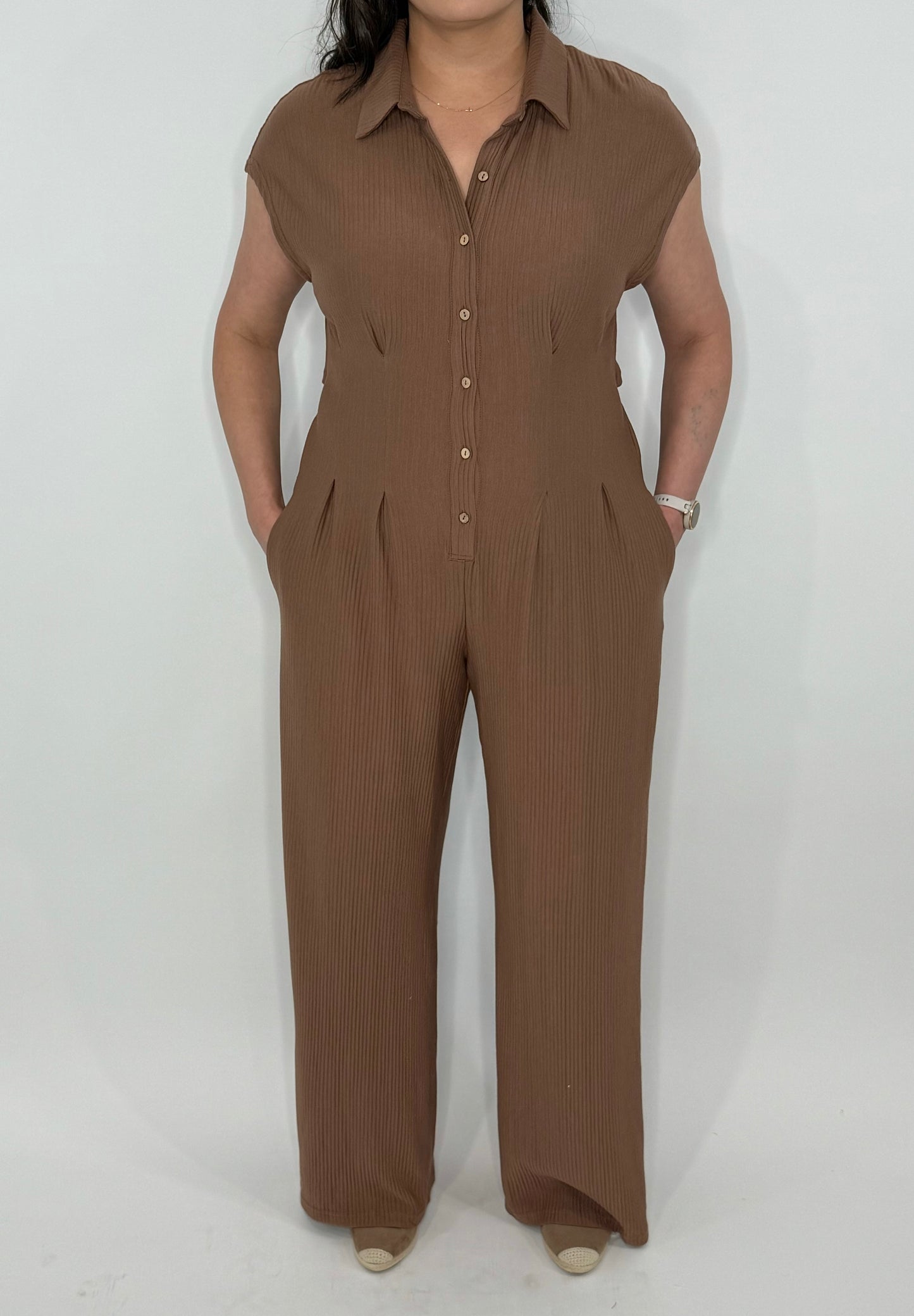 Ribbed Cut Out Back Jumpsuit (Travel Jumpsuit)
