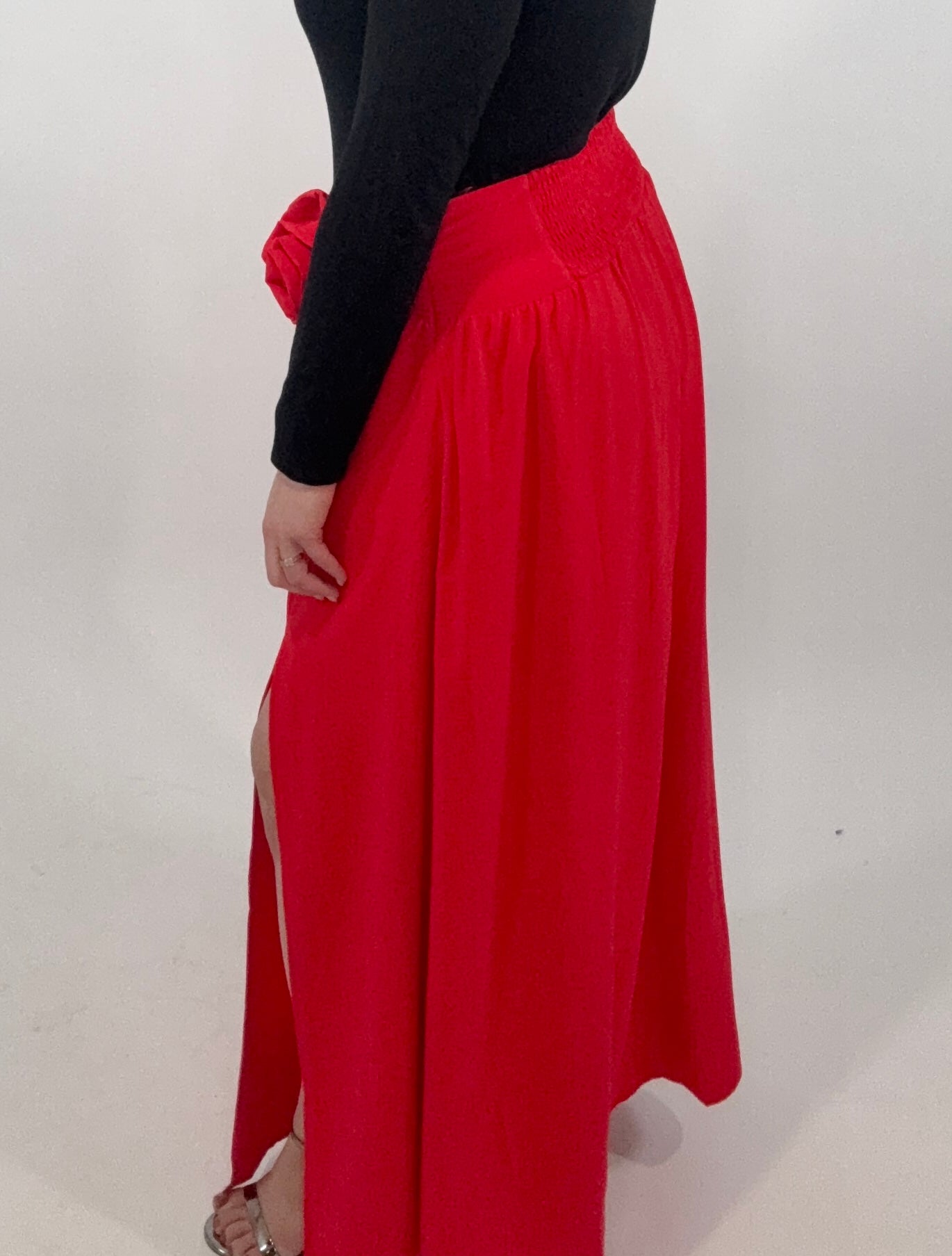 Waist Flower Detail Maxi Skirt