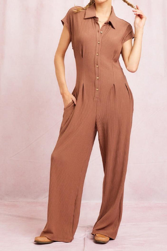 Ribbed Cut Out Back Jumpsuit (Travel Jumpsuit)